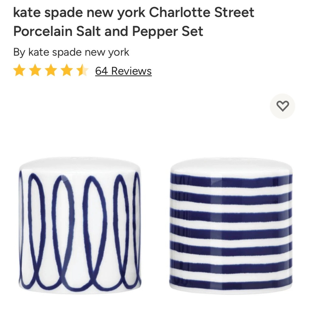 Kate Spade new in box charlotte street sold out salt and pepper shaker